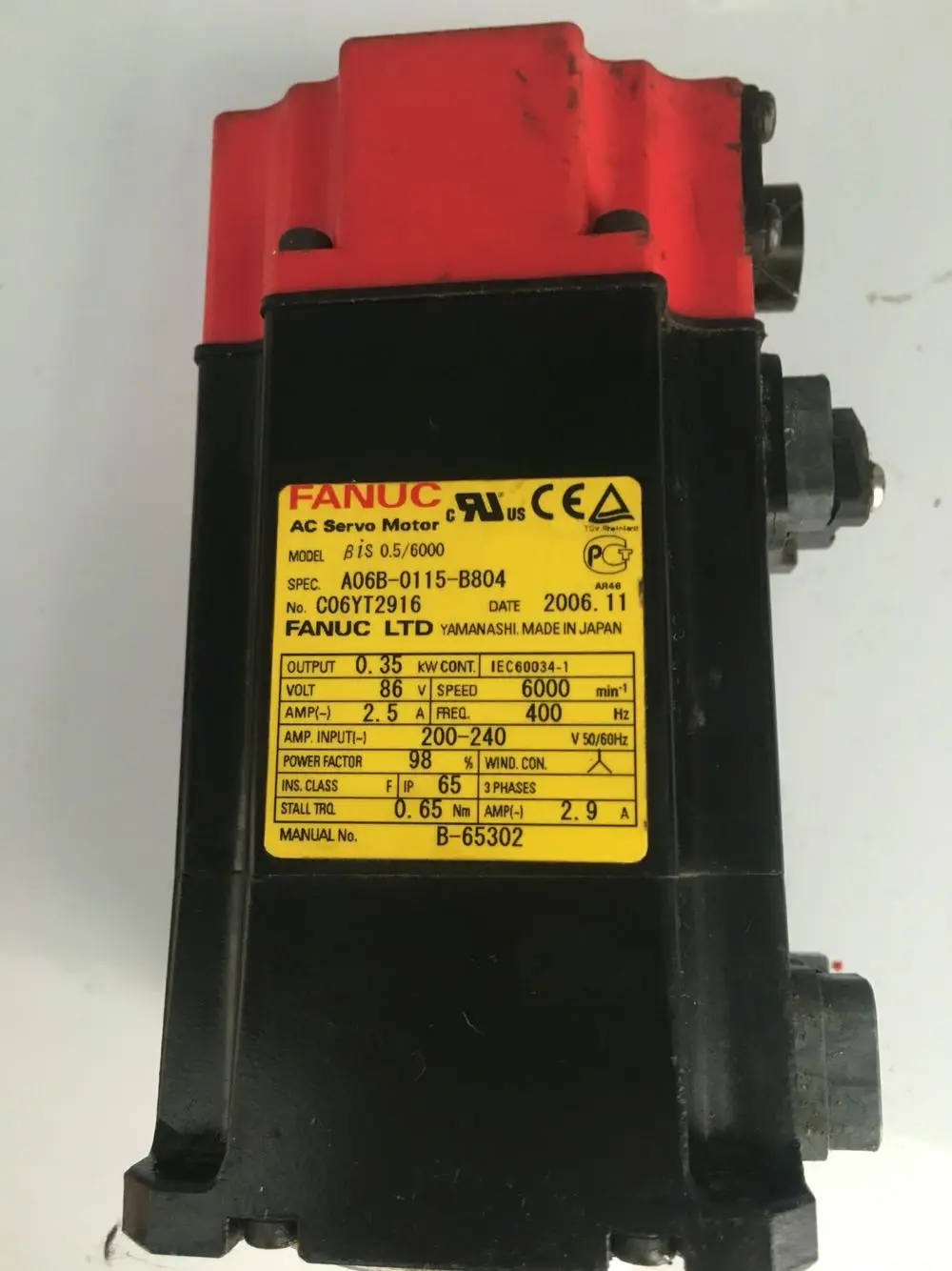 

A06B-0115-B804 FANUC servo motor A06B 0115 B804