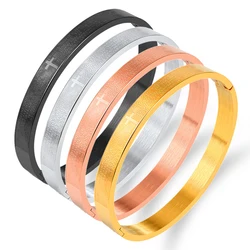 Men's Stainless Steel Bracelet Golden Gentleman Color Religious Inscription Jesus + Cuff Bracelet Bracelet Wedding Jewelry Gift