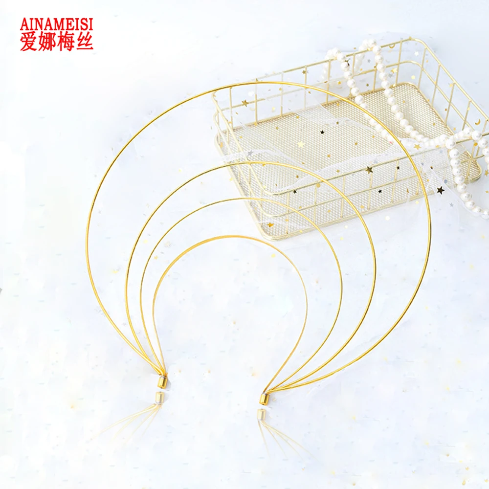 AINAMEISI 4 colors New Unique Big Hairbands Hair Accessories Simple 4 Layer Metal Crown Bridal Tiaras Fashion Party Hair Jewelry