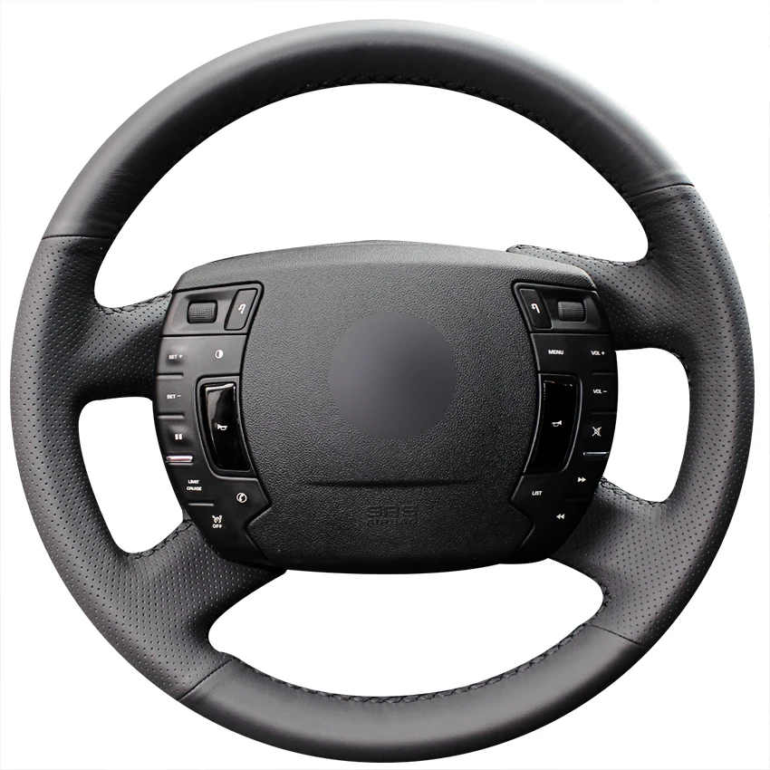 

Сшитый вручную черный кожаный чехол на руль автомобиля для Citroen C5 2008 2009 2010 2012 2013 2014 2015 2016 2017