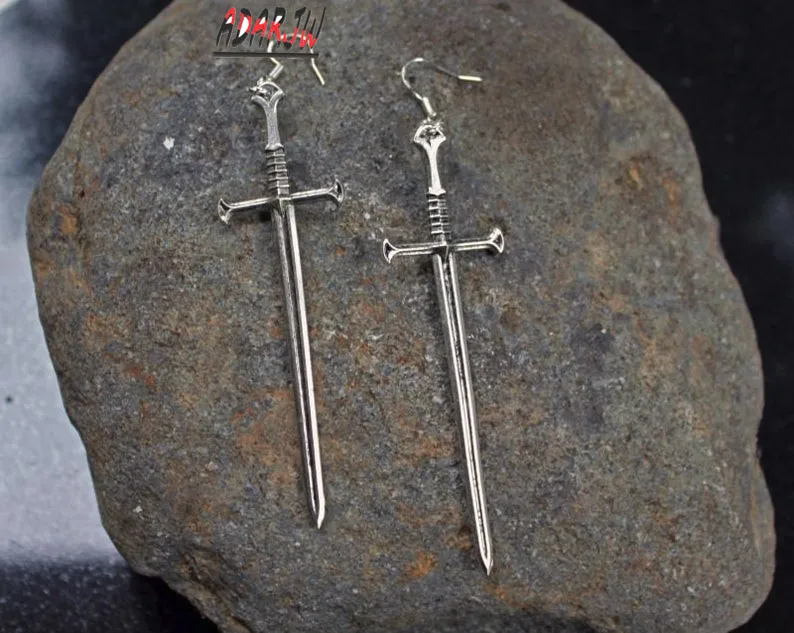 Long Sword Earrings Gothic Fantasy Medieval Viking Witchy TOUCHÉ-Sword Jewelry Dramatic Statement classical gift Cosplay women