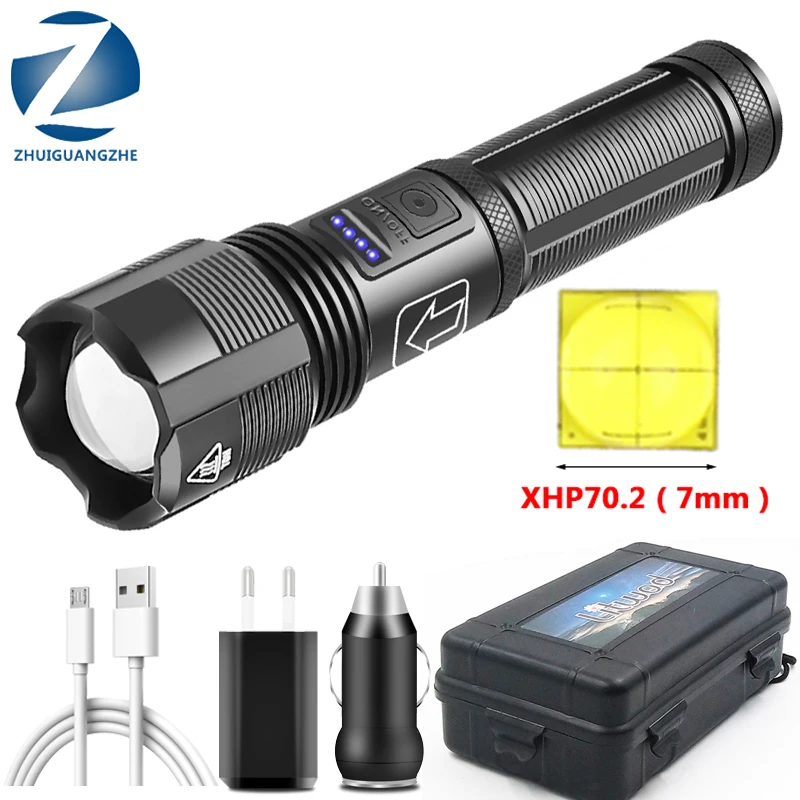 Tatical Powerful XHP70.2 Led Flashlight High Quality Usb Rechargeable Torch Zoomable XHP50.2 Lantern Power by 18650 AAA Battery