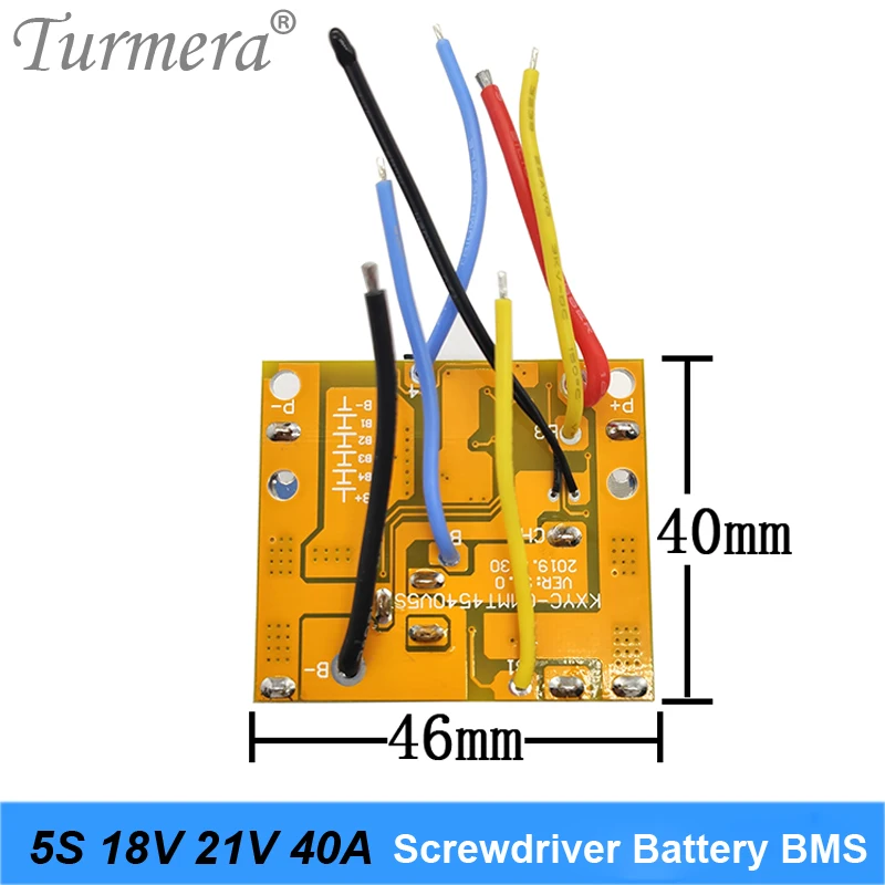 Turmera 5S 18V 21V 40A BMS Lithium Battery Board with Balance for 21V 18V Screwdriver Shurik and Vacuum Cleaner Battery Pack Use