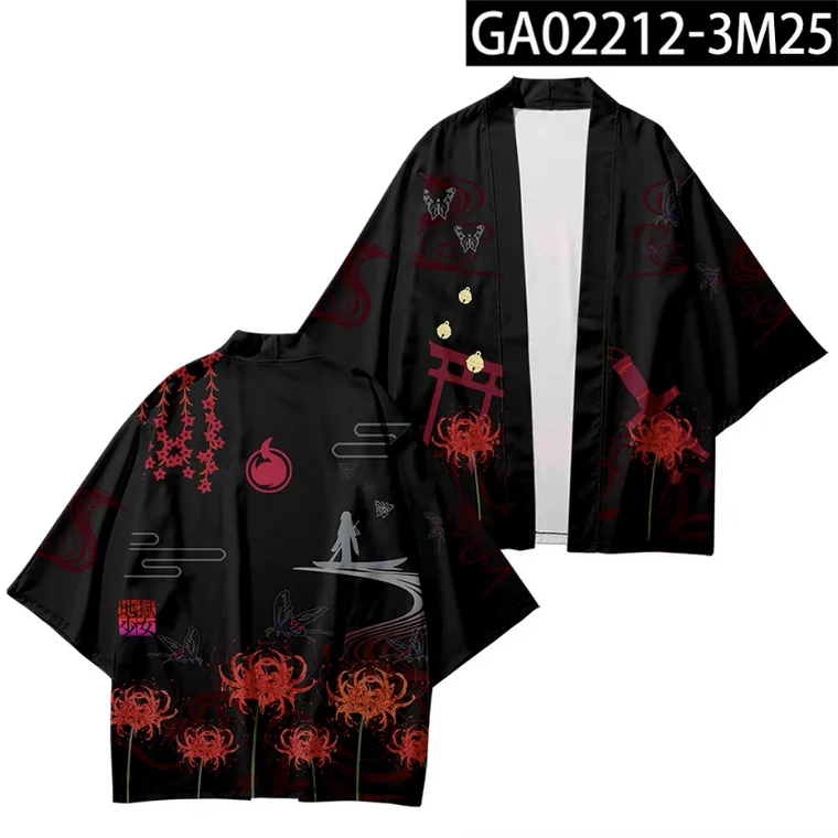 

Hell Girl Enma Ai 3D Printing Japanese Anime Kimono Haori Yukata Women/Mens Fashion Summer Casual Cool Short Sleeve Cardigan