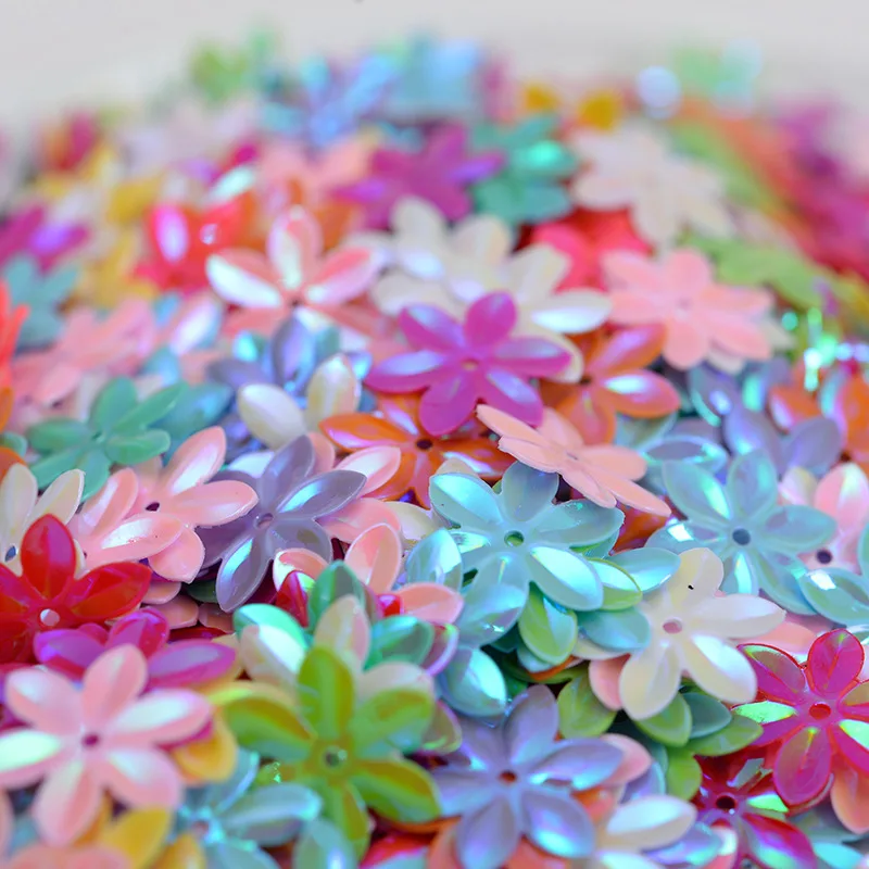 Sequin 15mm Flat Six Leaf Flower Sequins Paillettes Sewing Wedding Craft Women Garments Accessories Sequins for Crafts 10g/lot