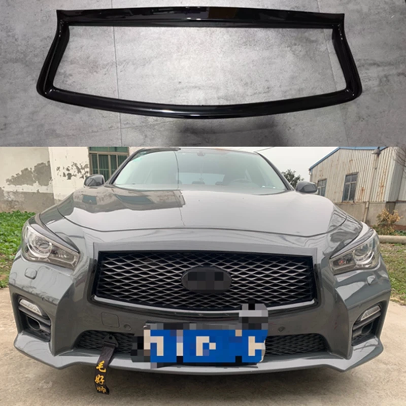 Car Front Grill Mesh Trim Cover for Infiniti Q50 Sedan 4D 2014-2021 Grill Outline Moulding Trim Frame Overlay ABS