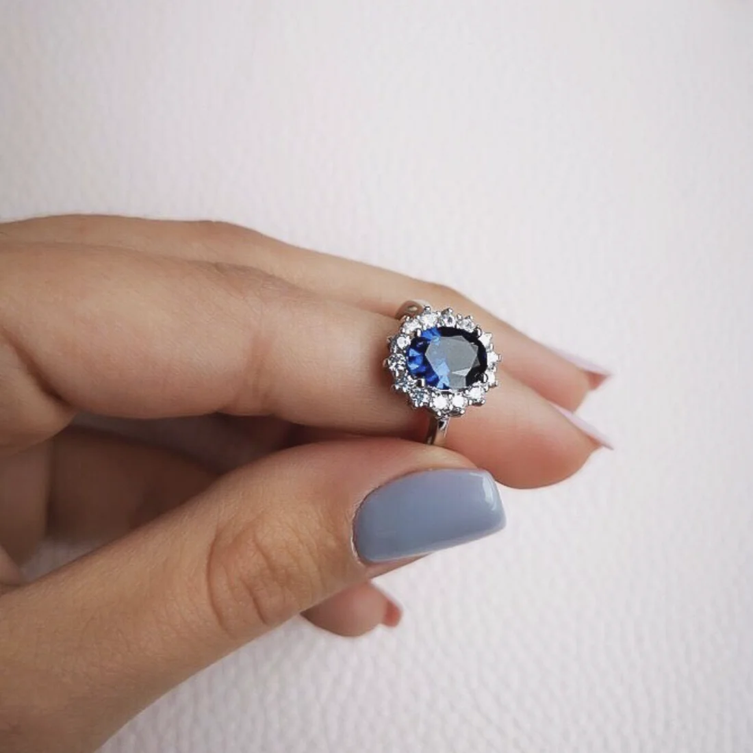 Princess Diana ring finger Real 100% 925 Sterling Silver Blue green Natural Sapphire gemstone Rings For Women Wedding jewelry
