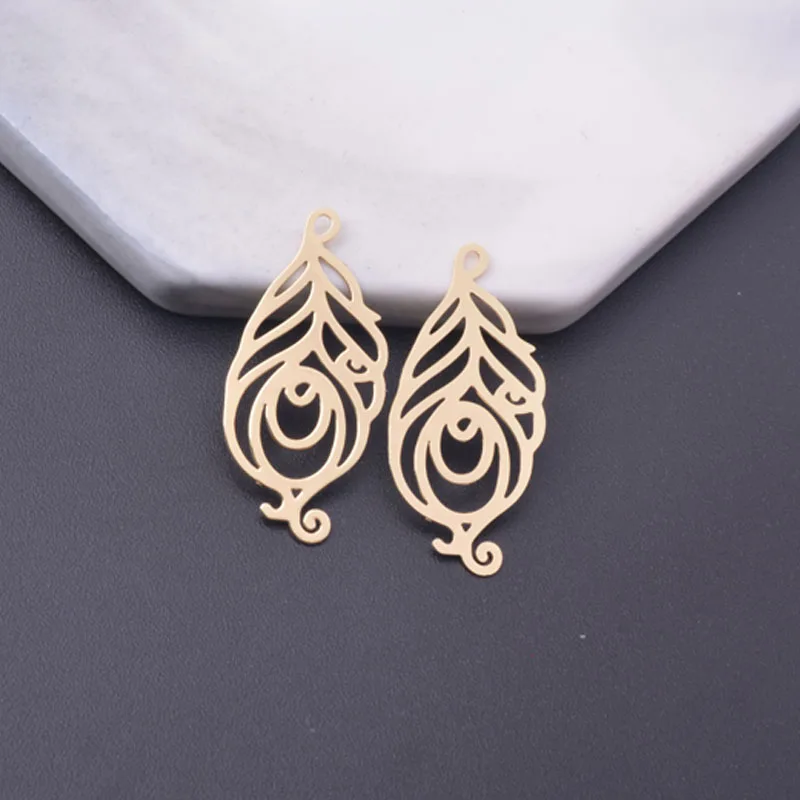 50 Stück AC12478 30*14mm Messing-Federanhänger DIY Schmuck Ohrring-Zubehör – Detail 8