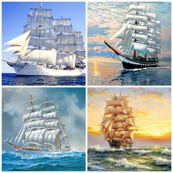 Full Drill Square 5D Diamond Painting Sailboat Diamond Embroidery Landscape Mosaic Decor Home Diamond Art