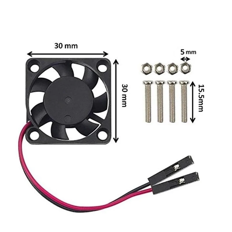 3Pcs  30*30*7mm Brushless CPU Cooling Fan Heatsink Cooler Radiator 3.3V 5V for Raspberry Pi4 Pi3 B+, Pi 3, Pi 2, Pi 1 B+