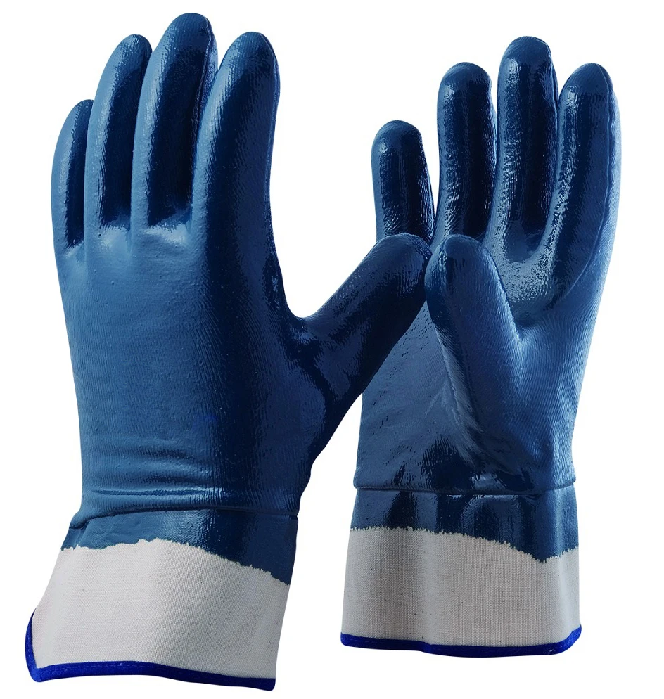 Blue Nitrile Safety Work Gloves Heavy Duty Cotton Jersey Oil Gas Water Proof Insulated Thermal Anti Cold Premium