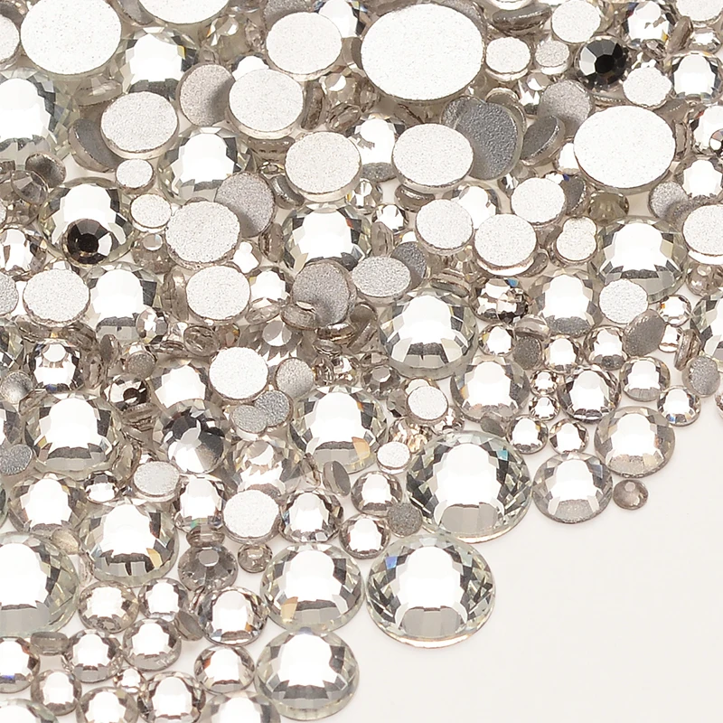 Mix Size Clear Crystal Flat Back Rhinestones SS3~SS20 For Nail Arts and Crafts Nail Art Decorations