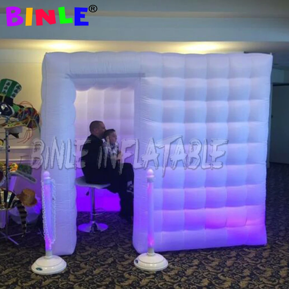 Wholesale price durable White Inflatable Cube Photo Booth Air Tent Portable Photobooth with LED Lights temporary shelter for sal