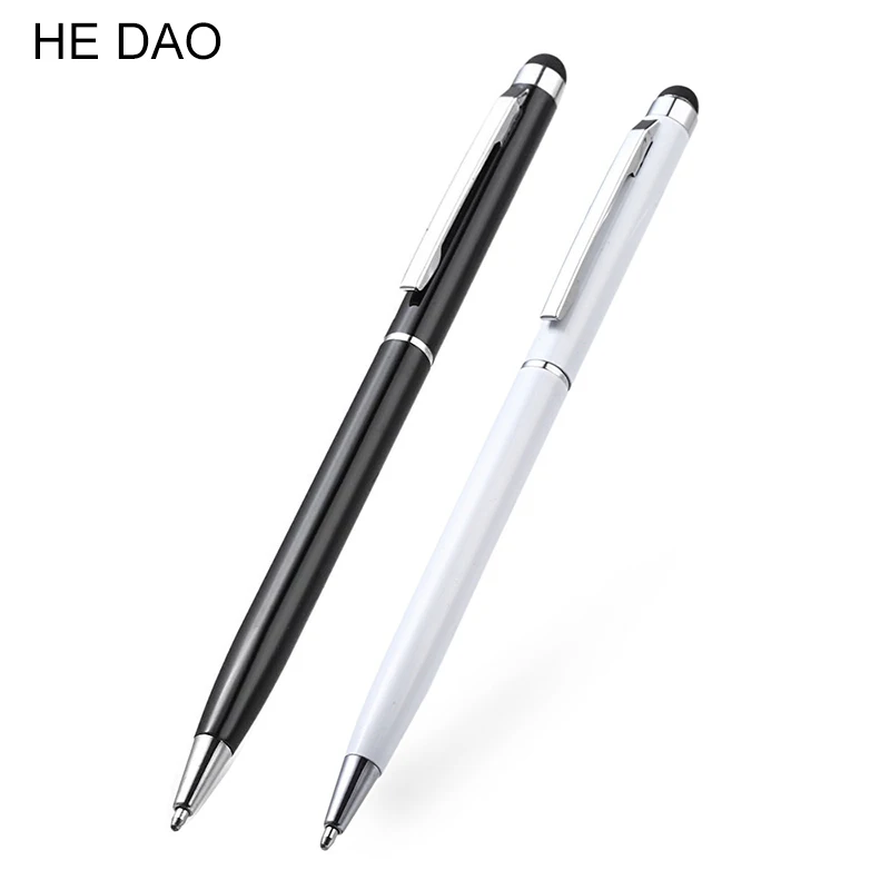 1 PC 2in1 Capacitive Touch Screen Stylus &  Ballpoint Pen For Mobile Phone Black Free Drop Shipping Material Escolar