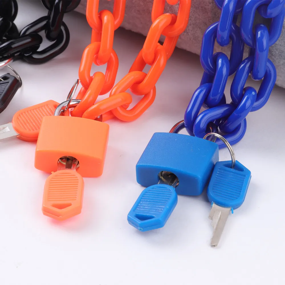 New Rock Punk Acrylic Link Chain Lock Pendant Necklace For Women Men Colorful Long Chain Necklace Fashion Nightclub Jewelry Gift