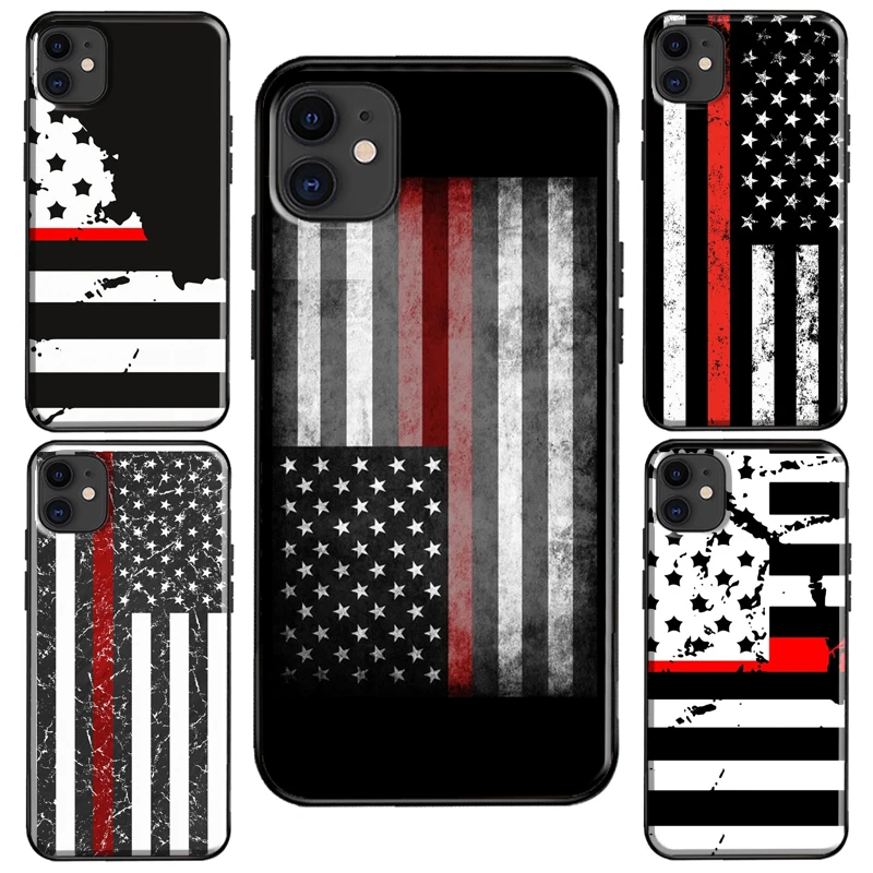 The Thin Red Line American Firefighter For iPhone 13 Pro Max 12 mini Case For iPhone 11 14 Pro Max XS XR X 7 8 Plus SE Cover