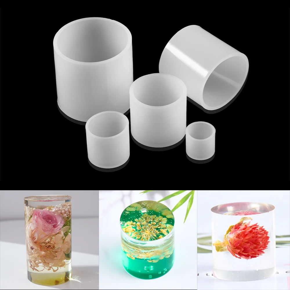 Cylinder Silicone Mold Resin Candle Mould Epoxy Casting Mould Handmade Home Ornament DIY Jewelry Making Succulents Clay Molds