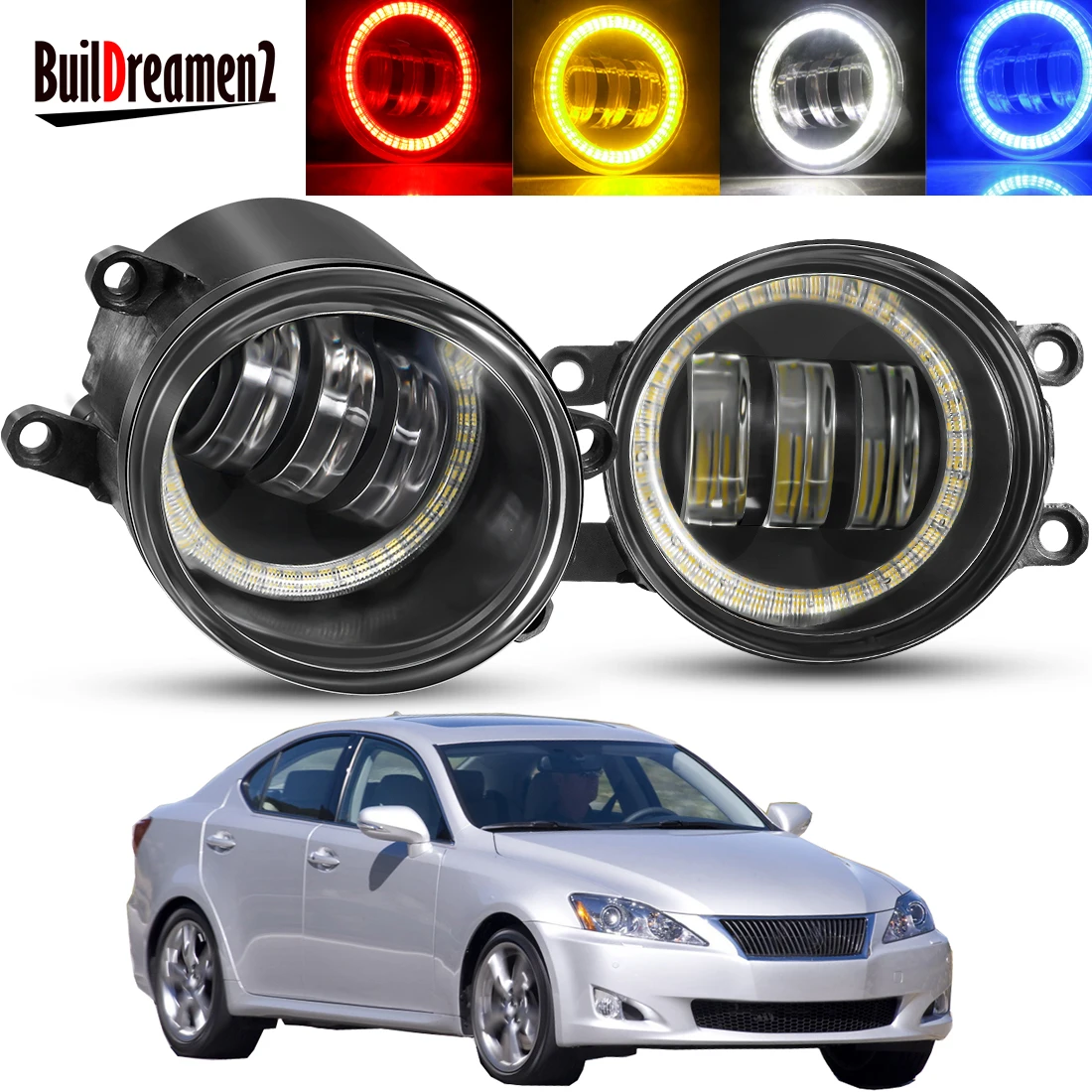 

2 X Angel Eye Fog Light Assembly For Lexus IS IS250 IS350 Saloon 2008-2013 Car LED Lens Fog Driving Lamp DRL 30W 6000LM 12V