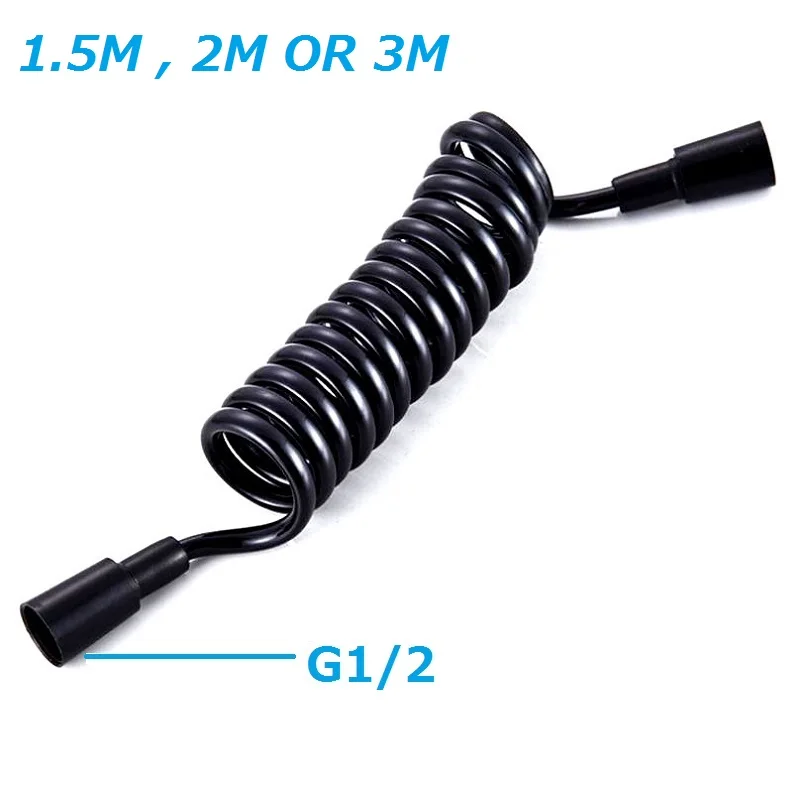 Matt Black Spring Flexible Retractable Hose For Shower Head Toilet Bidet Shower Water Pipe Water Plumbing Toilet hose 1.5m 2m 3m