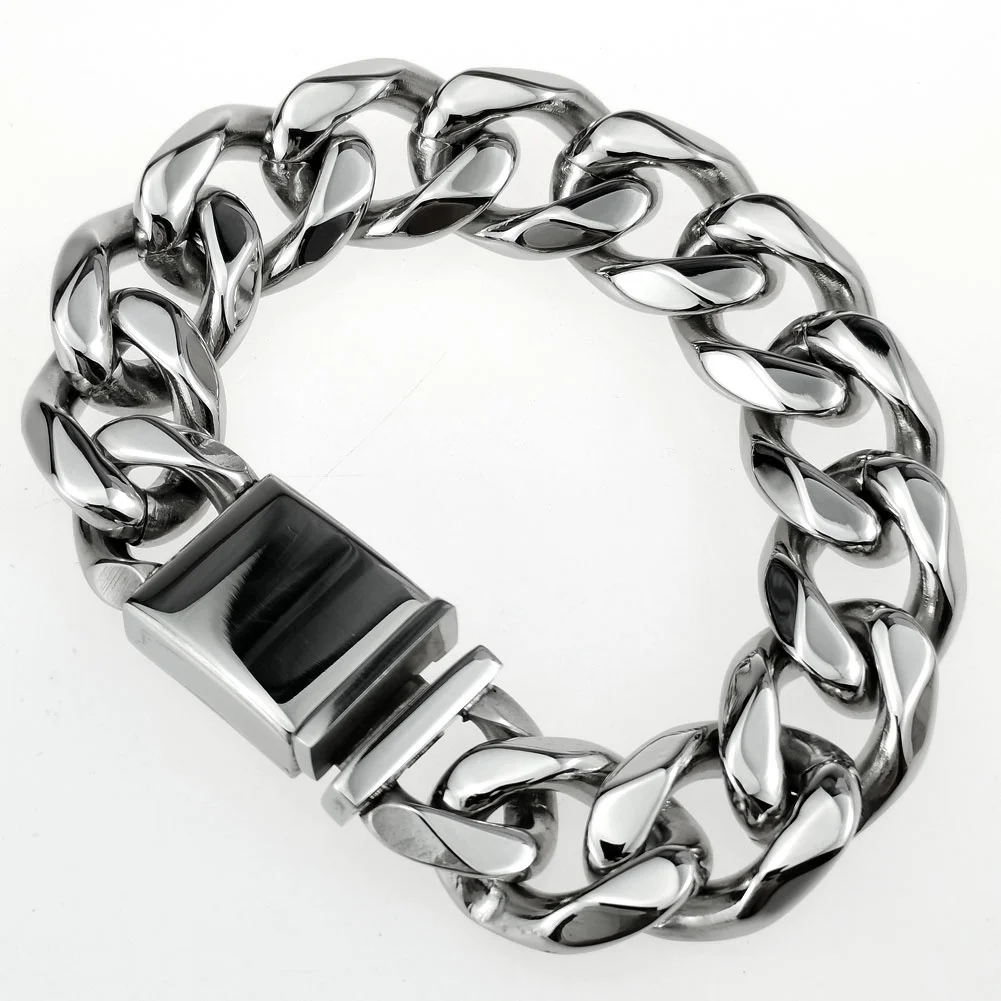 

Drop Shipping Jewelry Silver Color 9-16mm Stainless Steel Miami Cuban Bracelet Men Women