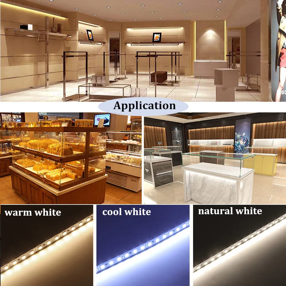 DC 12V Led Hard Bar Strip Light 25cm 50cm SMD 5054 Aluminium Rigid Strip Kitchen Under Cabinet Lamp