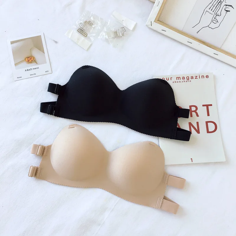 Summer Strapless Women Bras Back Bandage Design Sexy Chest Tops Wire Free Soft Breathable Brassiere Solid Invisible Bra S1260