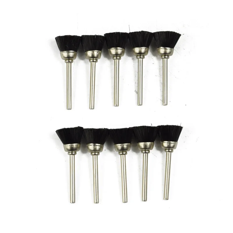 10pcs Soft Nylon Bristle Brushes Cup Wire Brush Set Cleaning Polishing Accessories 2.35mm Shank for Rotary Tools Drill