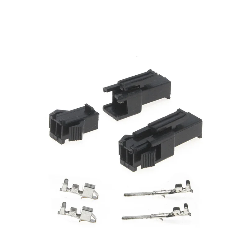 

10 set/lot SM 2.54mm 2 Pin Female and Male Housing Splice Terminals Jack Connector AWG 28-22 SM-2P SM-2R JST Wire Adapter Blocks