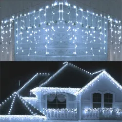 Christmas Lights Waterfall Outdoor Decoration 5M Droop 0.4-0.6m Led Lights Curtain String Lights Party Garden Eaves Decoration