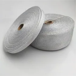 폭 10-50mm 실버 능직 폴리에스터 리본 바이어스 바인딩 웨빙, Diy 가방 공예 루렉스 능직 테이프
