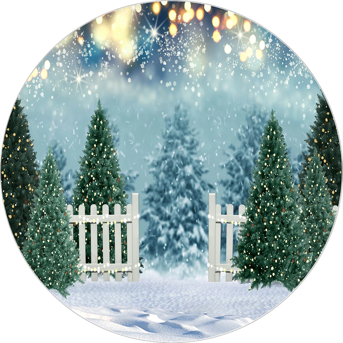 

Christmas Photography for Backdrop Circle Round Backdrops Let It Snow Party Christmas Tree Decoration Photo Studio Vinyl Props