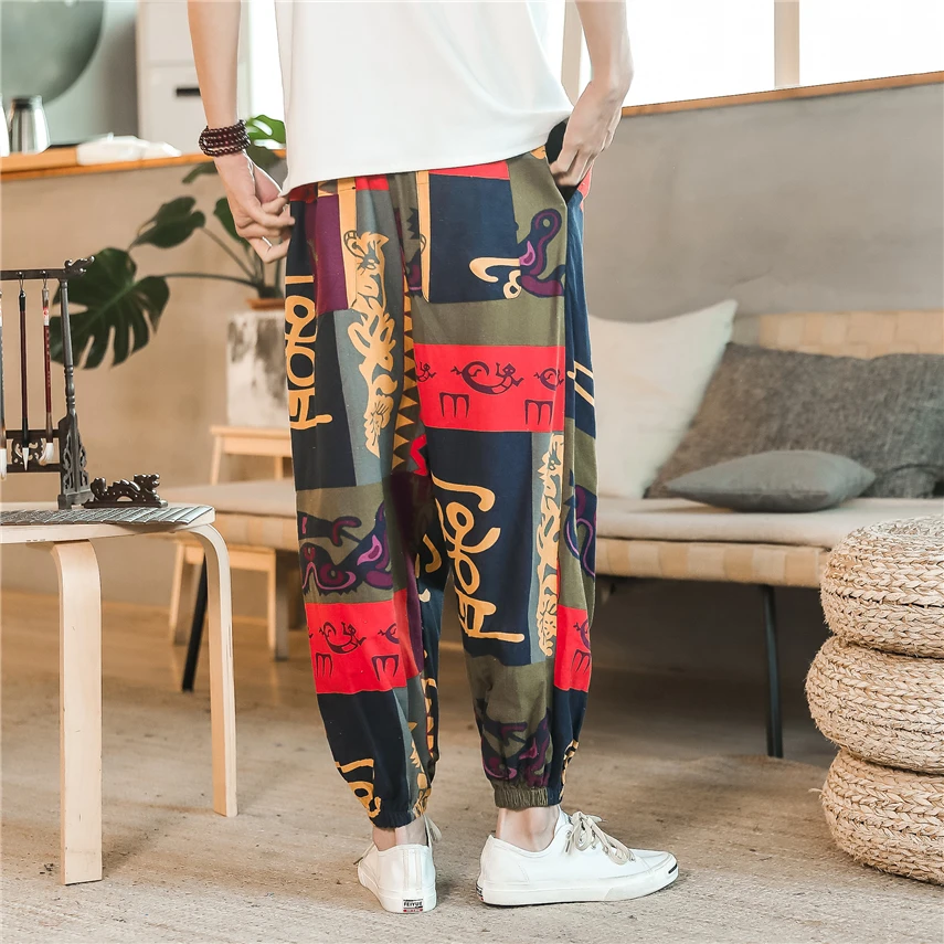 Kimono Haori Harem Pants for Men Fashion Adult Japanese Style Print Beach Holiday Casual Trousers Ukiyoe Plus Size Pant