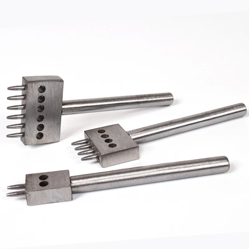 2/4/6 Prong 4/5/6/8mm Hole Punch Spacing Round Leather Punching Tool DIY Handmade Stitched Porous Circular Cut Row Punch