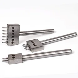 2/4/6 Prong 4/5/6/8mm Hole Punch Spacing Round Leather Punching Tool DIY Handmade Stitched Porous Circular Cut Row Punch