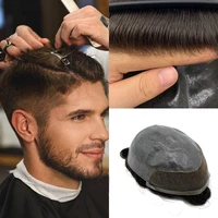 Tupé de encaje suizo para hombre, peluca frontal de encaje, sistema de reemplazo de cabello humano, peluquín duradero para hombres, nudos blanqueados