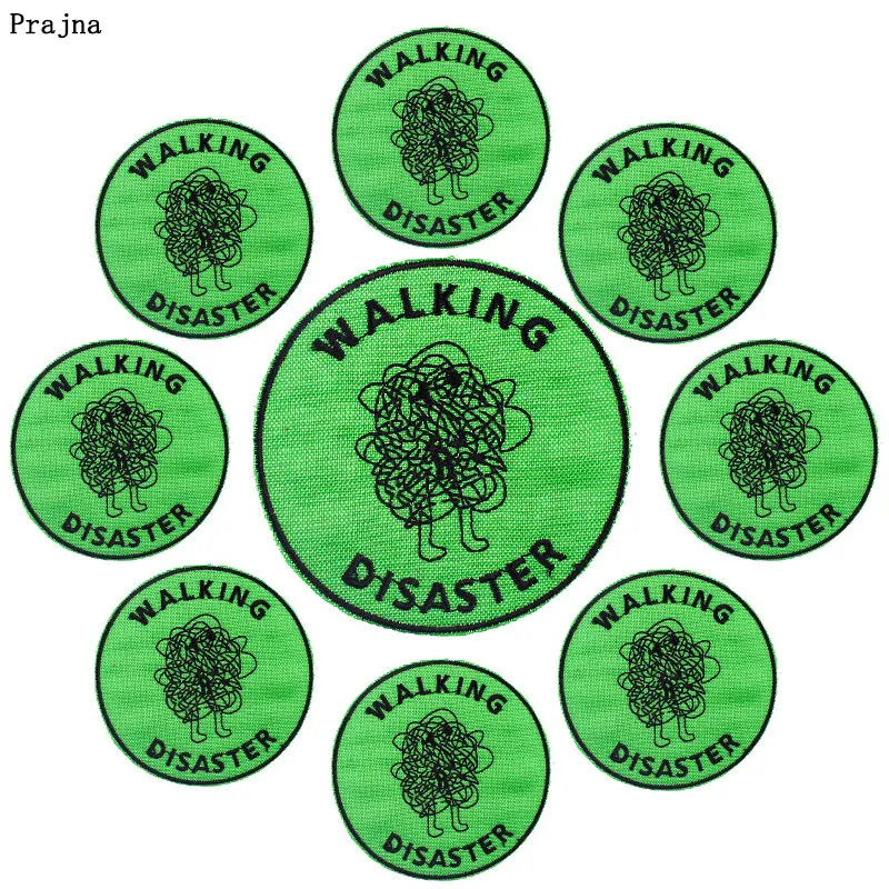 Prajna 10PCS Gehen Katastrophe Bestickt Patches Auf Kleidung DIY Brief Applique Eisen Auf Patches Für Kleidung Runde Abzeichen