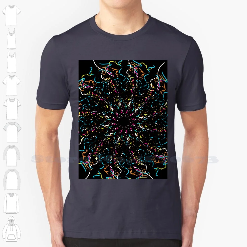 Hypnosis 100% Cotton T-Shirt Hypnosis Pattern Illusion Optical Power Yoga Meditation Zen