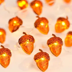 LED String Lights 20 LEDs Acorn Lights Battery Powered Garland Copper Wire Fairy Lights  for Thanksgiving Autumn Bedroom Home