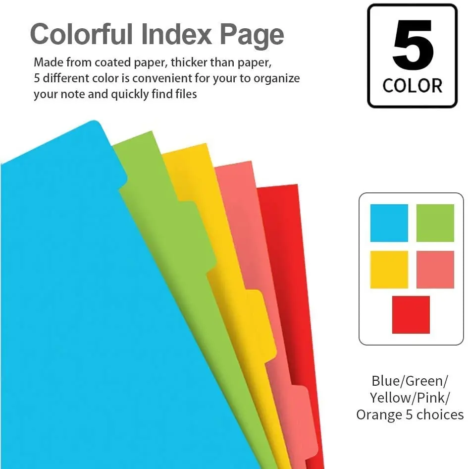 A6 Binder Refillable Notebook, 2 Pack A6 Refills Inserts Lined Paper ,5 Pcs Theme Color Dividers,240 Pcs Note Flags Tabs Index
