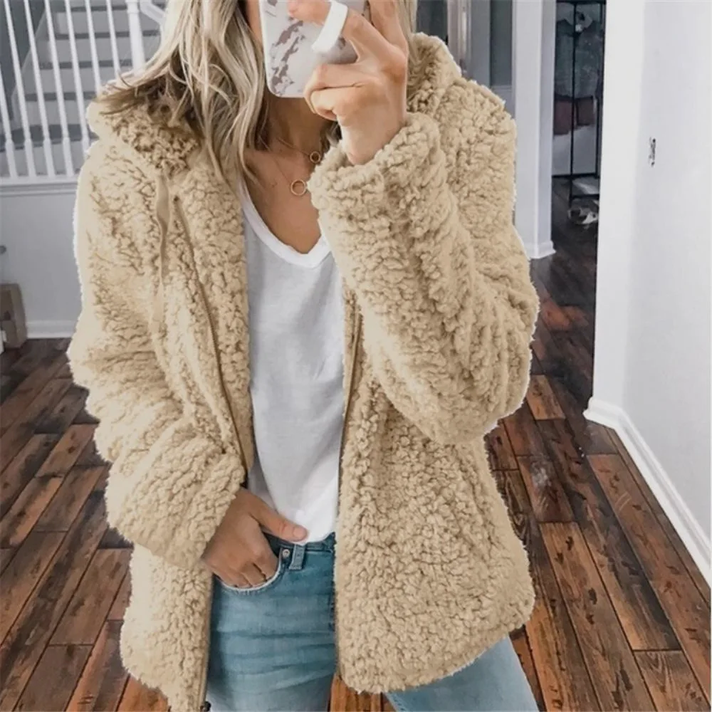 

Women Autumn Teddy Sweater Oversized Fluffy Sherpa Fleece Cardigan Plus Size 5XL Warm Streetwear Winter Fall Thin Sweaters