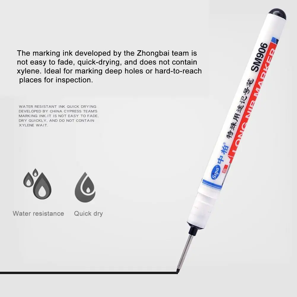 Long Nib Marker Carpenter Construction Deep Hole Home Decoration Water Resistant Quick Drying Marker Pen Multifunction Long Nib