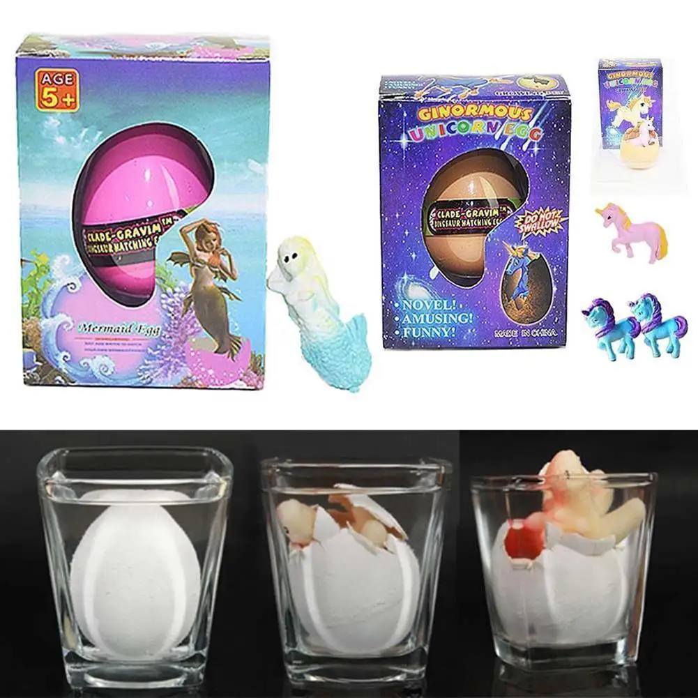 1pcs Magic Novelty Toys Water Growing Mermaid/Unicorn Eggs Hatching In Water Easter Eggs Children Kids Fun Toy Birthday Gift