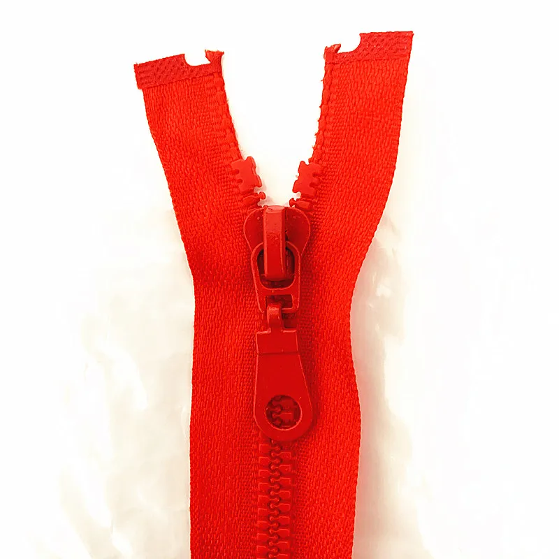 

2pcs, 5 # 25cm (10inch) Red Detachable Resin Zipper with Open End Automatic Eco Lock Plastic Zipper for Sewing Suit