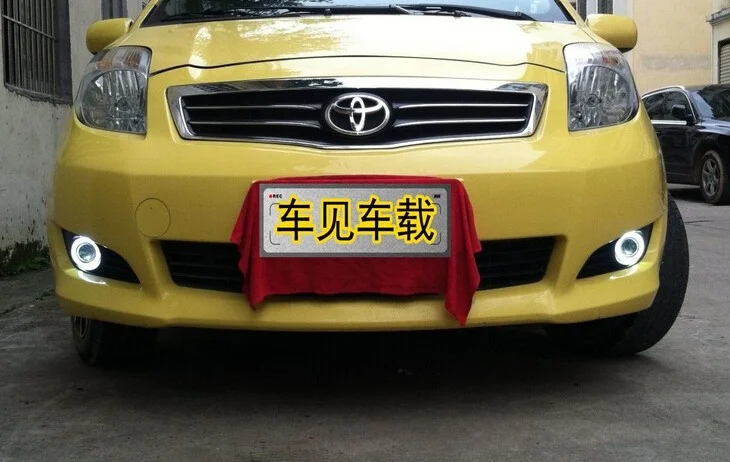 DRL COB angel eye ( 6 colors ) + projector lens + H3 halogen fog lamp + fog lamp cover for toyota yaris 2010-13