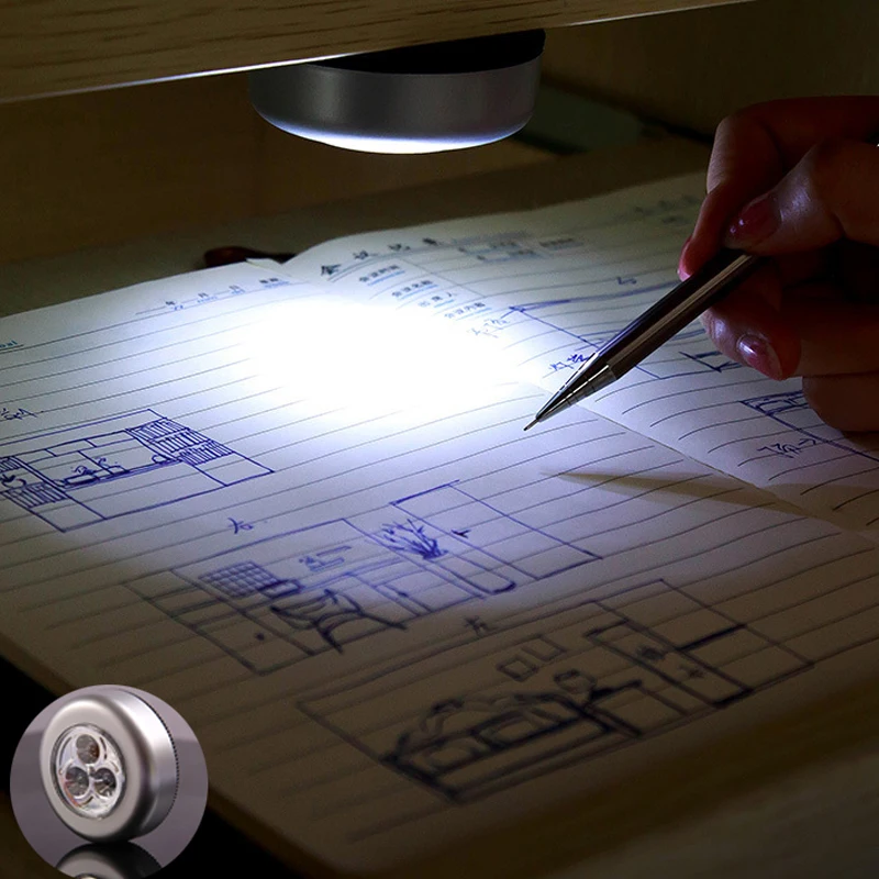 Battery Operated LED Night Lamp Touch Control Sensor Bedside Light Wireless COB Touch Switch Light For Closet Cabinet Stairs