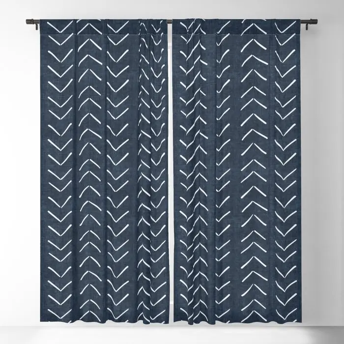 Mud Cloth Big Arrows In Navy Blackout Curtains 3D Print Window Curtains For Bedroom Living Room Decor Window Treatments