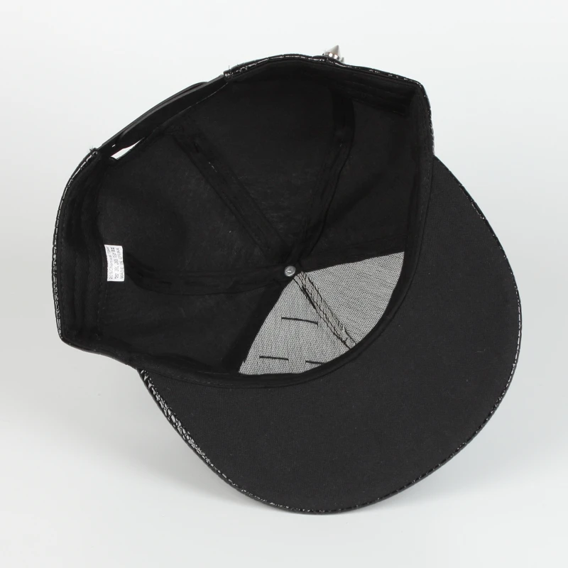 Wholesale European and American Punk Style custom men\'s recycled material fashion metal brim rebound hats