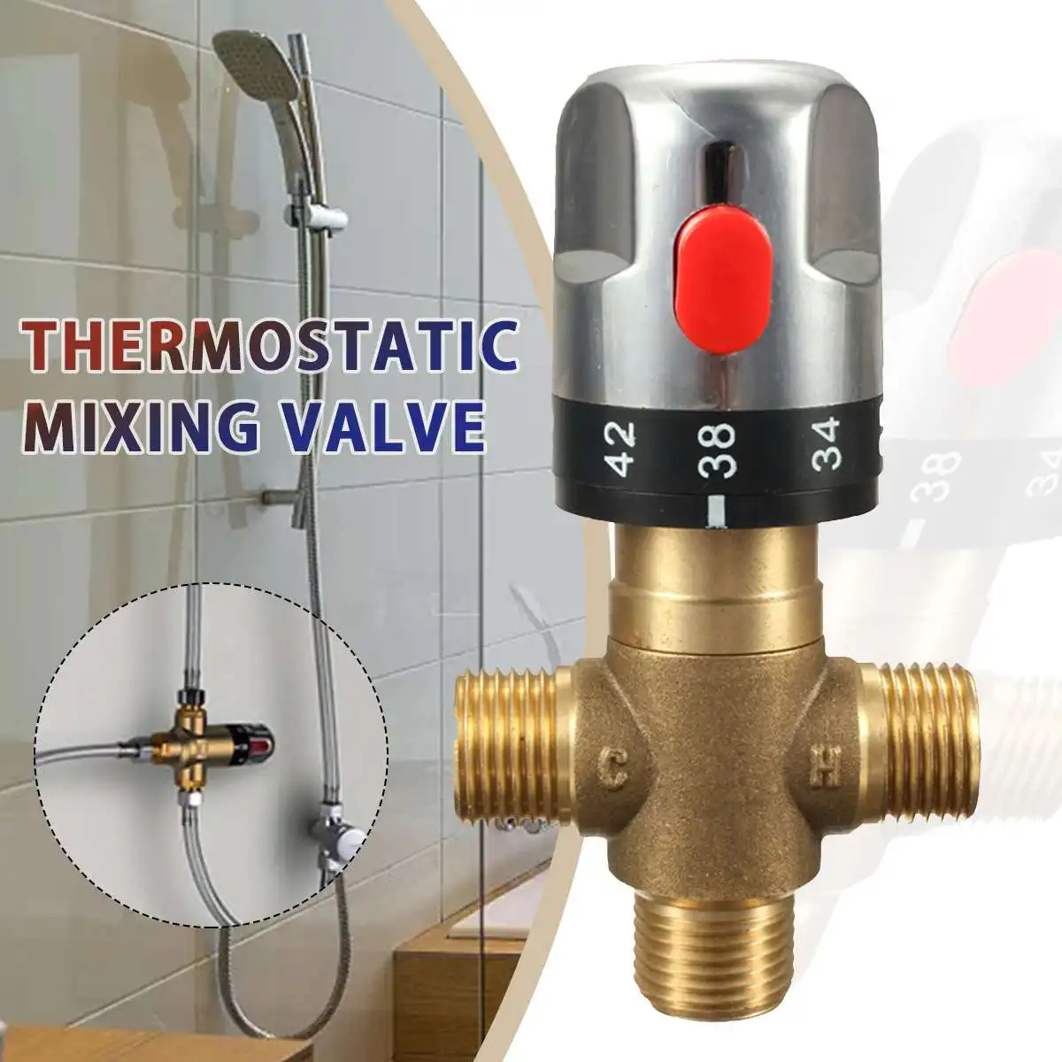 Brass Pipe Thermostat Faucet Thermostatic Mixing Valve Bathroom Constant Water Temperature Control Shower Faucet Cartridges