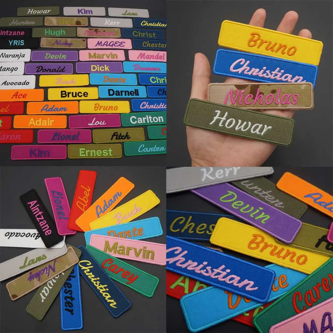 Custom Name Tags Army Blood Number ID Badage Embroidered Punk Rock Patch Iron on Hook Backing