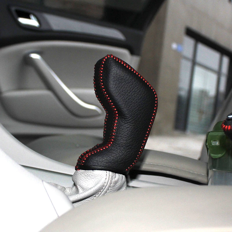 

Genuine Leather Gear Knob Cover For Citroen C5 AT Car Gear Shift Knob Gear Stick Case PPC Auto Gear Shift Collars